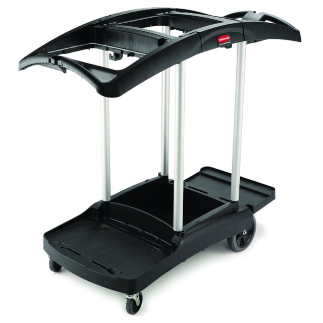 Carro de Limpieza Rubbermaid Triple Capacidad, 22" Ancho, Aluminio/Plástico, Negro