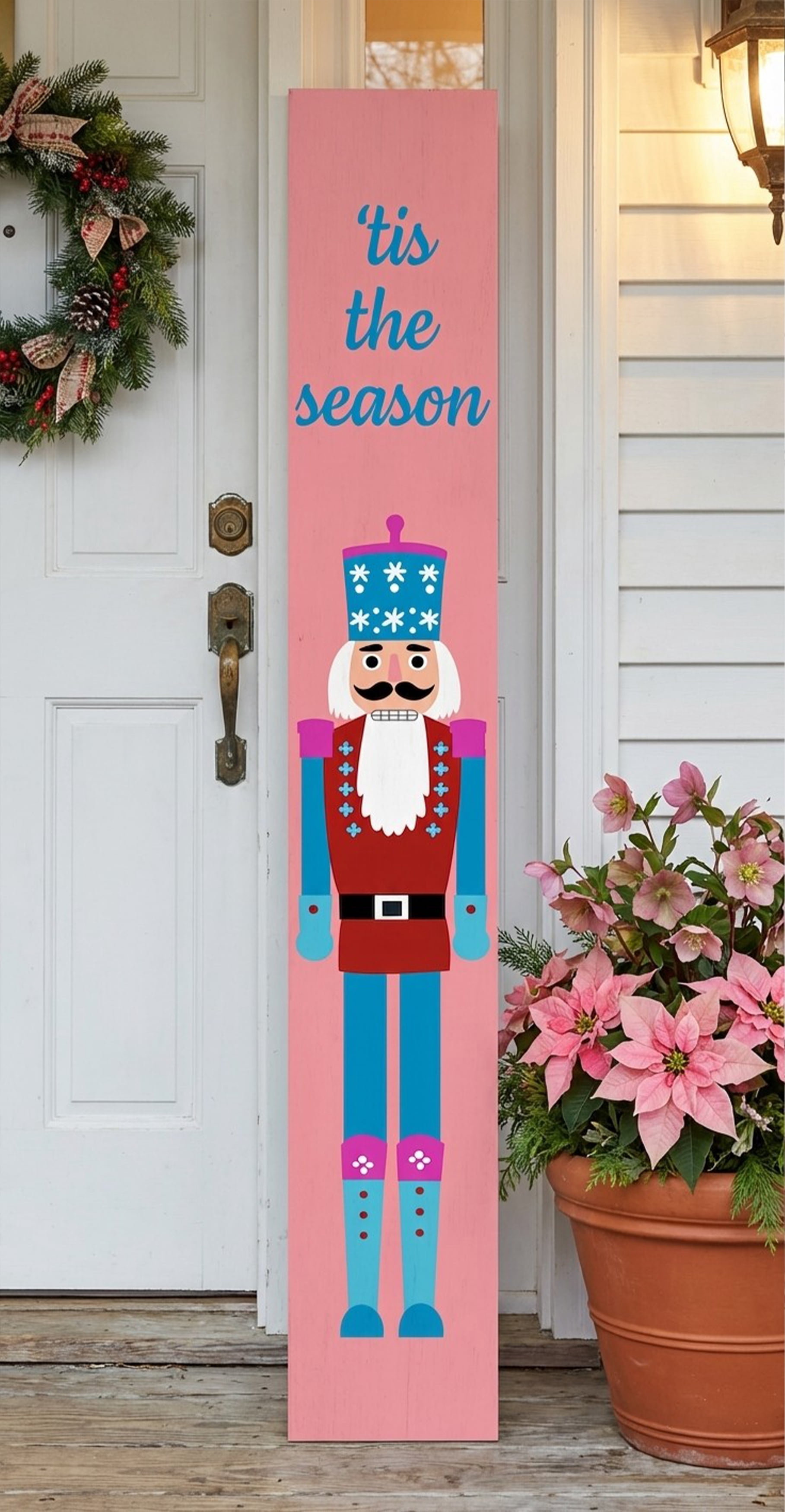 Calloway Mills 118074707 Tis The Season Pink Nutcracker Porch Leaner 47" x 7.25"