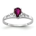 thumbnail image 1 of Solid 14k White Gold 6x4mm Pear Rhodolite Garnet January Red Gemstone Engagement Ring Size 5, 1 of 3