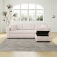 thumbnail image 3 of Newest 106.3" Soft 3-Person Sofa. Matches 30.7" Ottoman with Hydraulic Lift. Comfortable & Stylish. For Bedroom Light Pink., 3 of 8