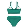 thumbnail image 5 of GYRATEDREAM Girl's 2 Piece Swimsuit Solid V Neck Spaghetti Strap Bikini Sets Beach Bathing Suit Swimwear for Teen Kids, 5 of 9