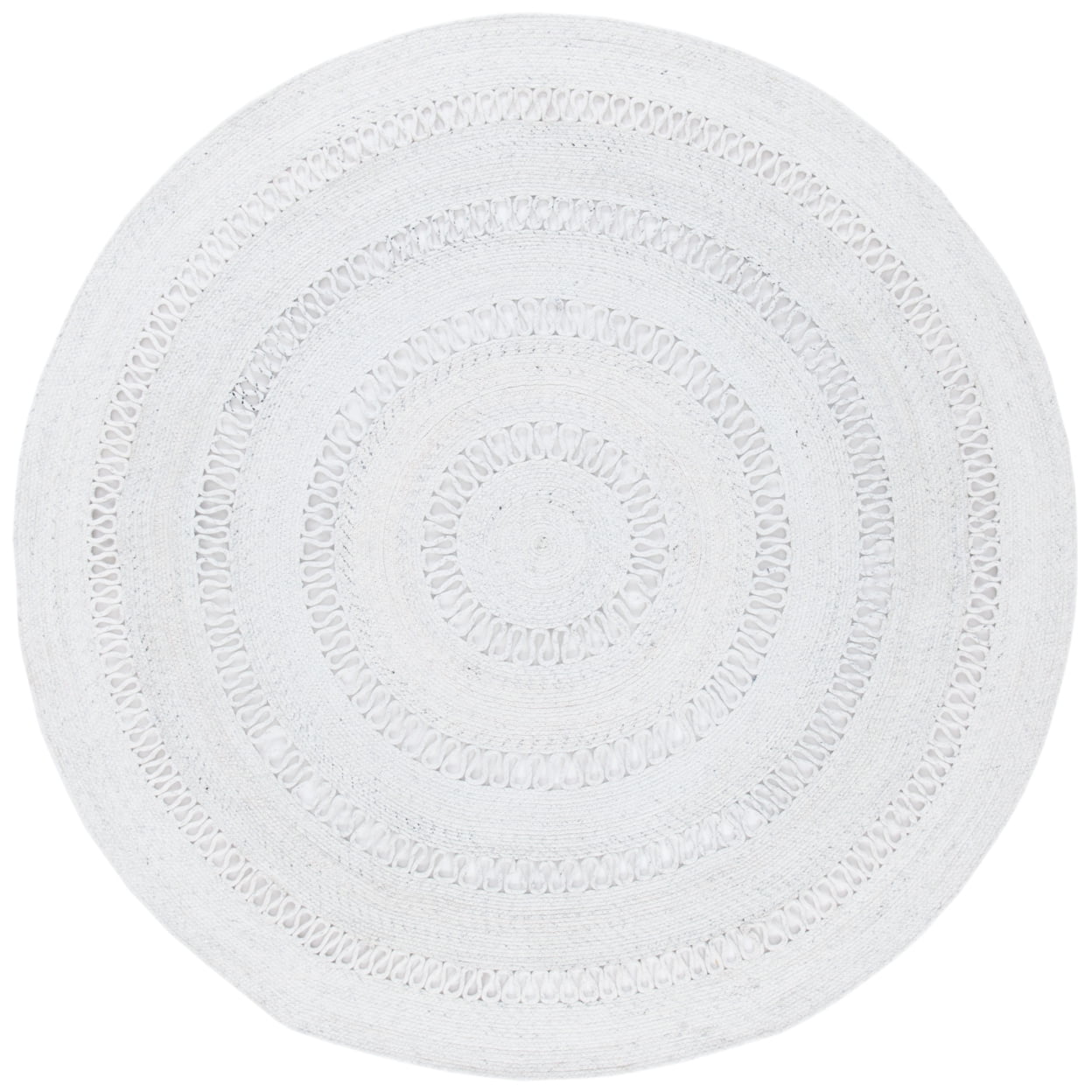 SAFAVIEH Cape Cod Salome Geometric Polyester Area Rug, Ivory, 7' x 7' Round