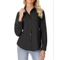 thumbnail image 2 of Siliteelon Button Down Shirts for Women Black Long Sleeve Shirts Wrinkle Free Formal Work Office Blouses Tops Dress Shirts Regular Fit, 2 of 7