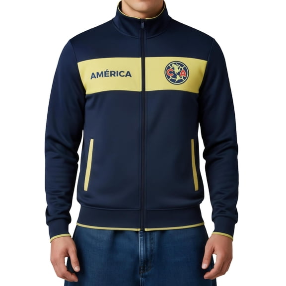 Icon Sports Club América Soccer Track Jacket – Officially Licensed Unisex Zip-Up Outerwear Navy M