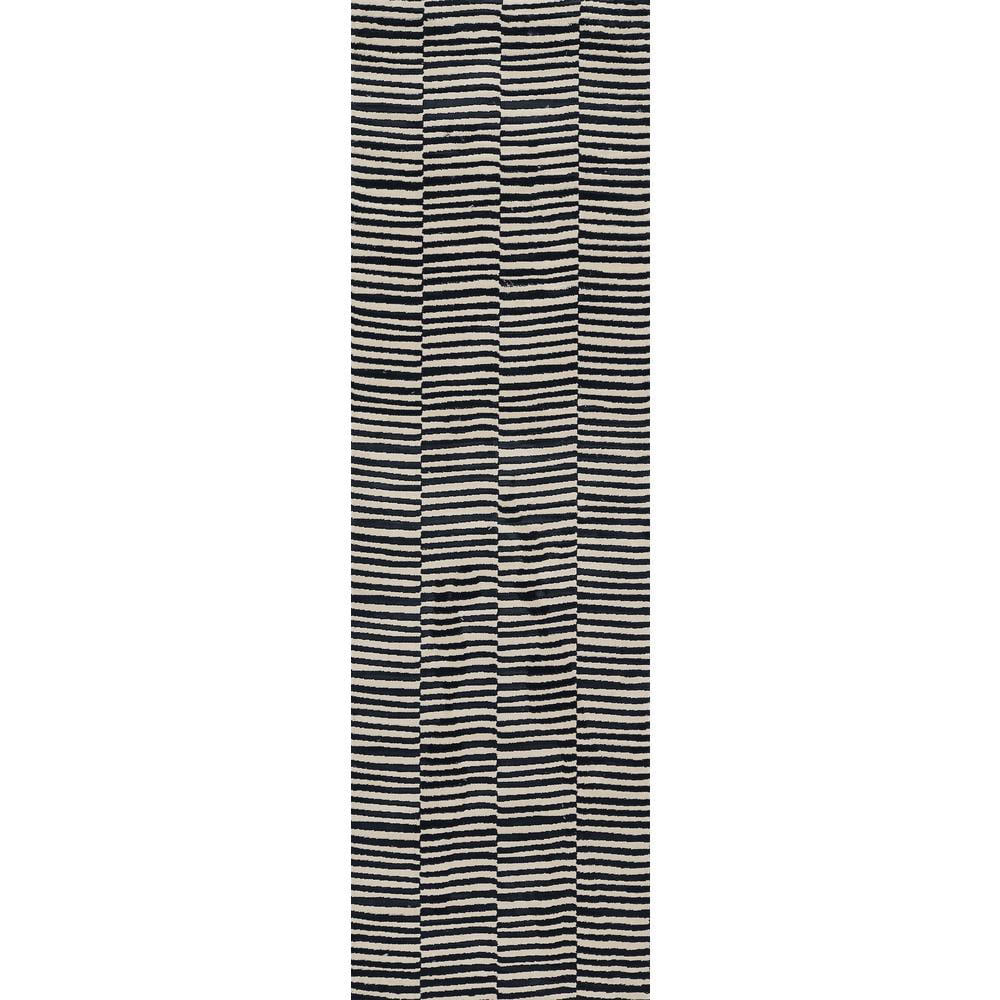 Momeni Xander Polyester Blend Striped Black Area Rug 9'3" X 12'6"