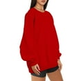 thumbnail image 3 of Spring Savings Clearance Lindreshi Sweatshirts for Women Loose Fit Clearance Fashion Woman Long Sleeve Round Neck Loose Sweatshirt Solid Blouse Tops, 3 of 6
