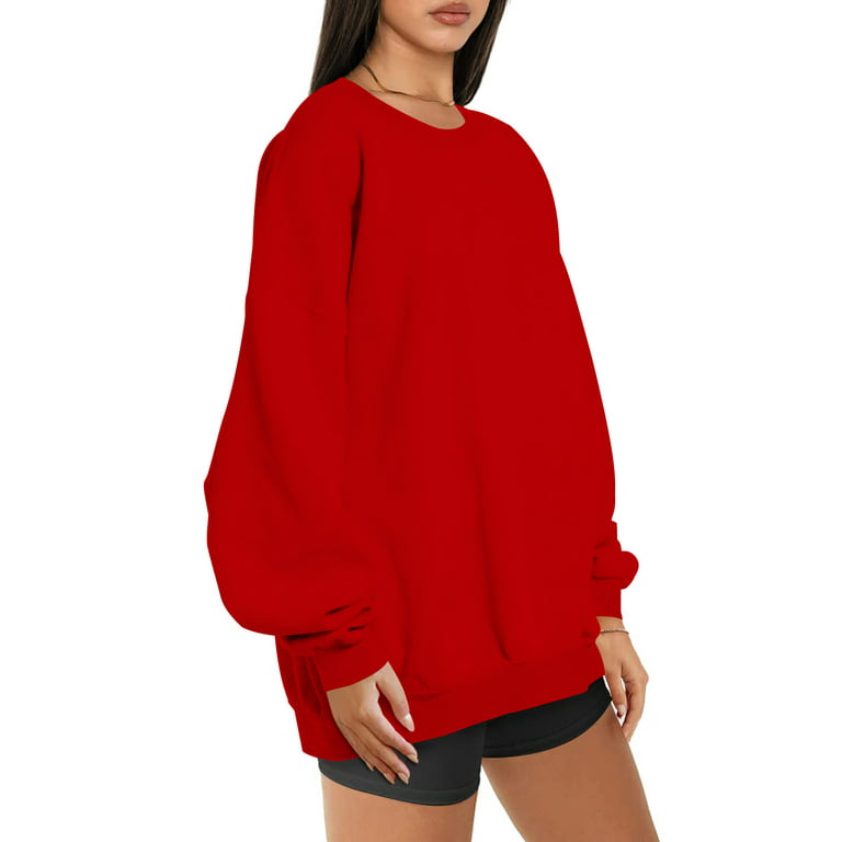 Sales Today Clearance Tops! CQCYD Womens Summer Tops 2023, Women  Long-Sleeved Tops Long-Sleeved Top Hoodie Printed Loose Jumper Plus Size  T-Shirt Leisure Red XL 