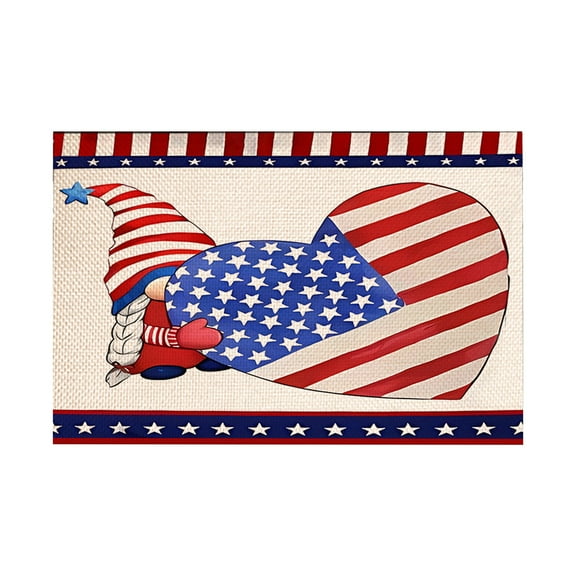 Independence Day Stars And Strips Placemats, Linen Printed Heat-Insulating Decor Cloth for Guest Dining Room & Kitchen, Washable Patriotic Table Mats, 1772x1181in