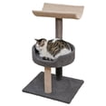 thumbnail image 1 of Animooos - 3-Tier Carpeted Cat Tree, 30" Height, Gray and Beige, 1 of 2