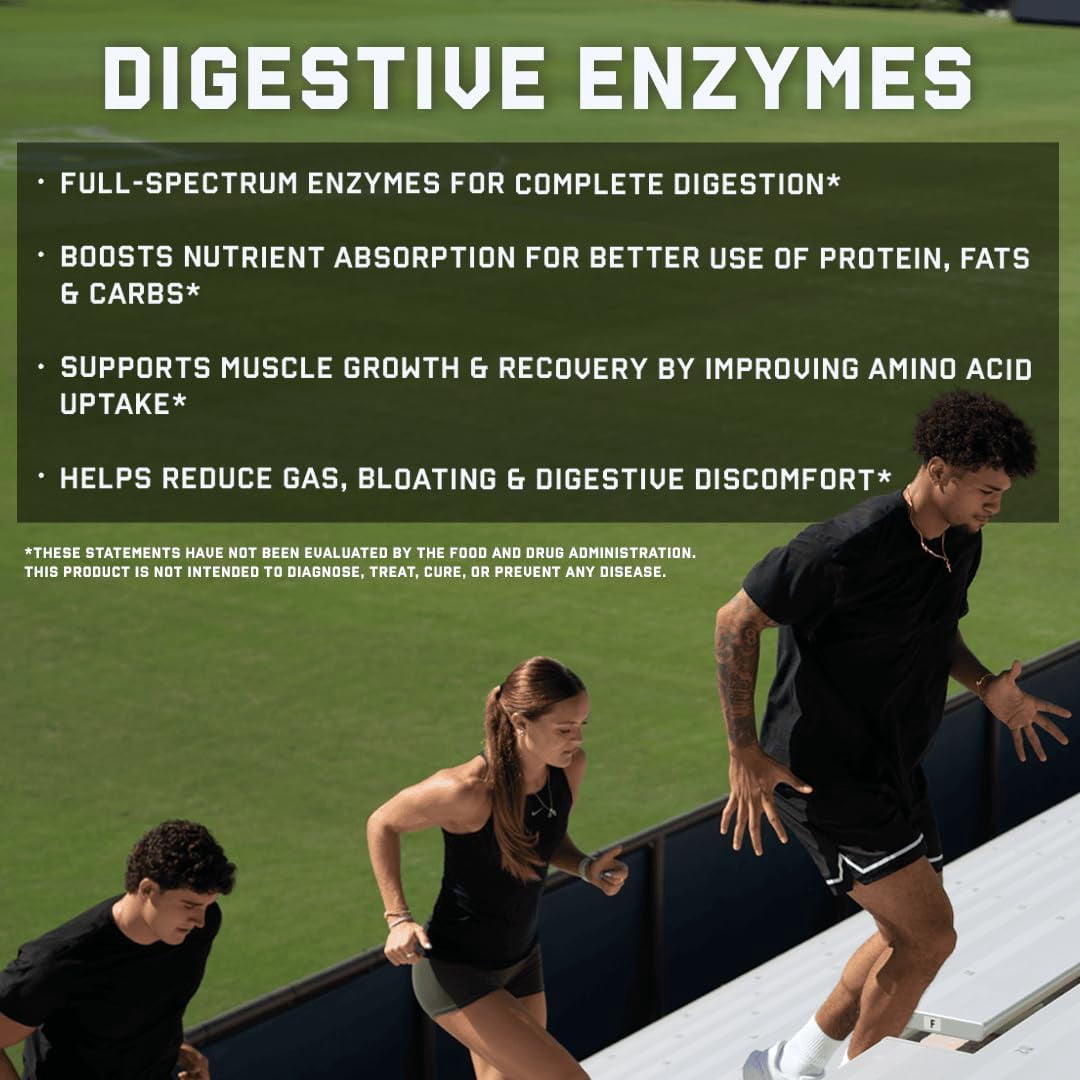 Jocko Fuel Digestive Enzymes, Full Spectrum Support, Nutrient Absorption, Gut Health Support, Digestion Aid, 60 Capsules