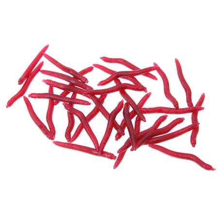 CHAXIN 100pcs/lot Soft Plastic Fishing Lure Bait Bionic Red Worm 4cm for Fishing