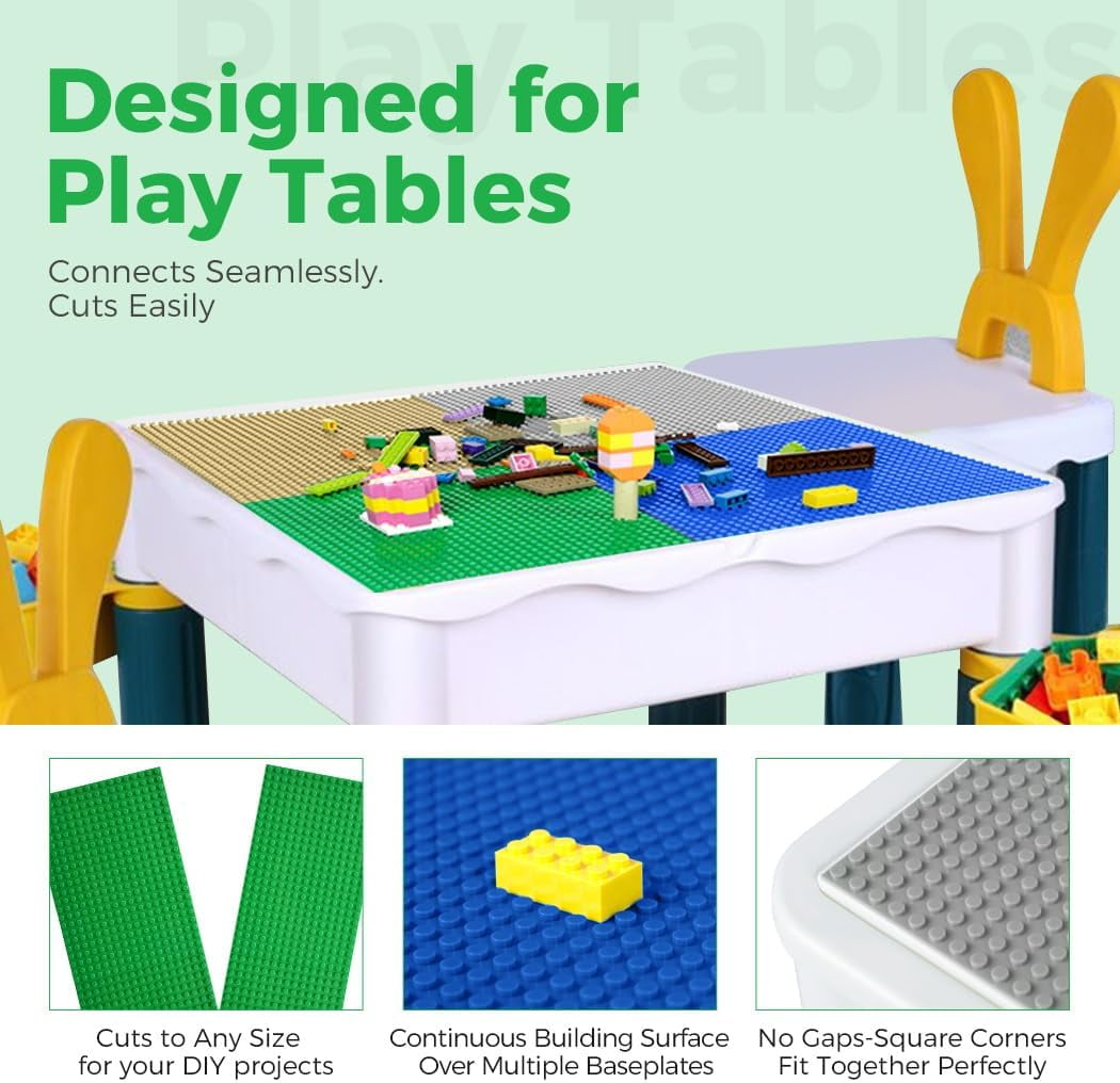 Classic Baseplates Building Plates-8 Pack 10" x 10" Building Boards,100% Compatible with All Major Brands and Activity Table, Creative Building Platforms Mats for Toy Bricks,Multicolored
