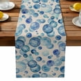 thumbnail image 2 of Burlap Table Runner 70 Inches Long,Vintage Summer Oceans Blue Bubbles Non-Slip Kitchen Table Runners for Dining Room Everyday Use Party Table Decorations Watercolor Art, 2 of 9