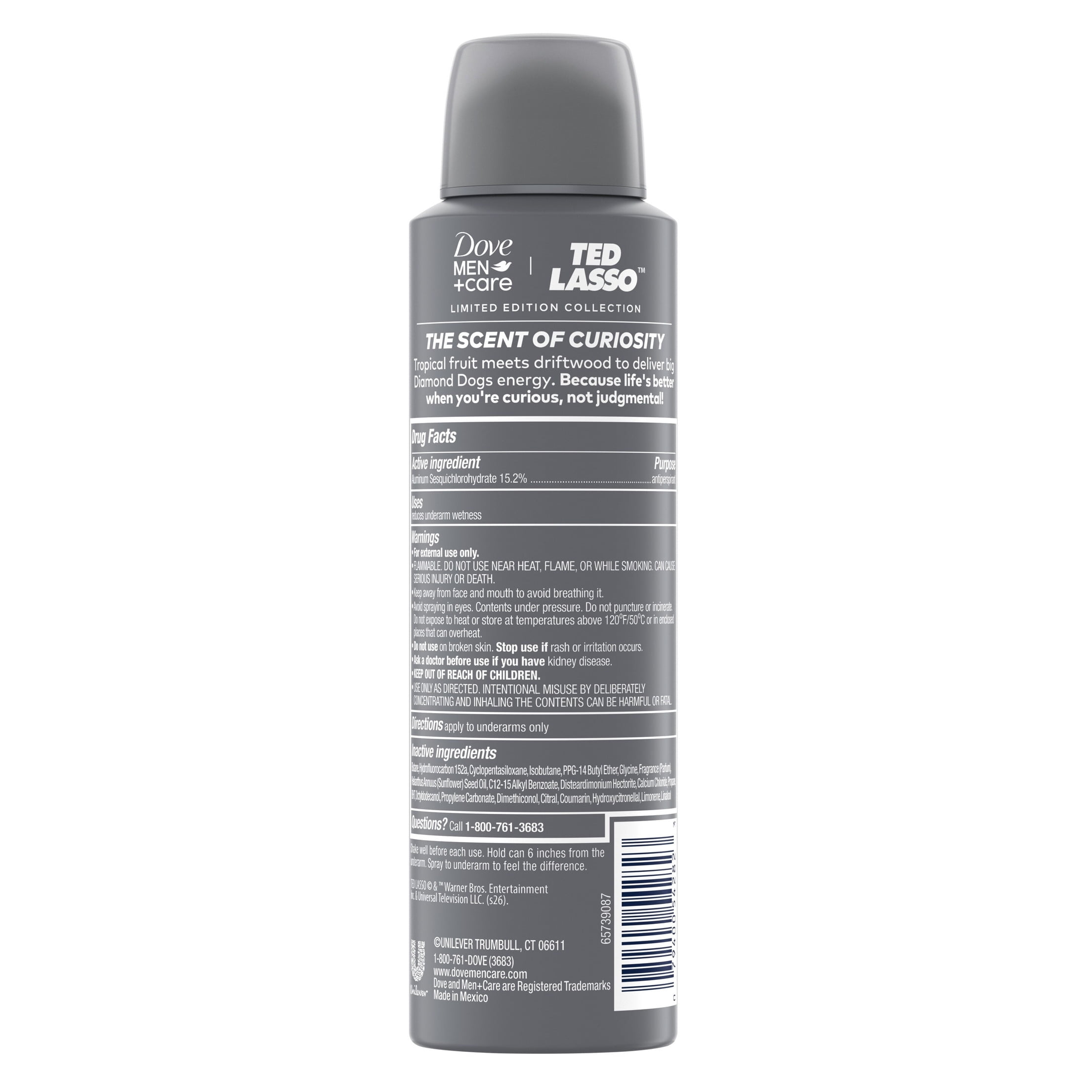 Dove Men+Care Ted Lasso Limited Edition Dry Spray Antiperspirant For 72H Protection Scent Neutralizes Sweat And Odor, 3.8 oz