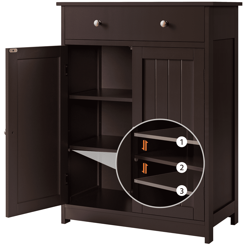 Alden Design 31.5"H Wooden Floor Storage Cabinet with Adjustable Shelf, Espresso