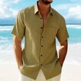 thumbnail image 2 of YOIAVAIOY Hawaiian Shirt for Men Button Down Short Sleeve Shirts Lightweight Casual Summer Beach Shirts Army Green L, 2 of 6