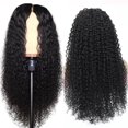 thumbnail image 1 of Pelucas negras de 24 pulgadas, cabello humano, peluca con frente de encaje rizado, cabello humano, pelucas sin pegamento, cabello humano prearrancado, encaje precortado, peluca sin pegamento, usar y, 1 of 5