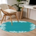 thumbnail image 4 of Round Rugs 4Ft, Aqua Coastal Coral Round Area Rug Washable Indoor Throw Carpet, White Ocean Marine Sea Nautical Beach Soft Non Slip Circle Rug for Kitchen Nursery Room Home Decor Aesthetic, 4 of 8
