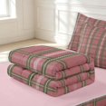 thumbnail image 6 of Manfei Vintage Grid Zipper Full Size Comforter Sets with Fitted Sheet and 2 Pillowcases,Modern Check Zipper Bedding Set,Pink Green,Pink Reversible,4pcs, 6 of 8