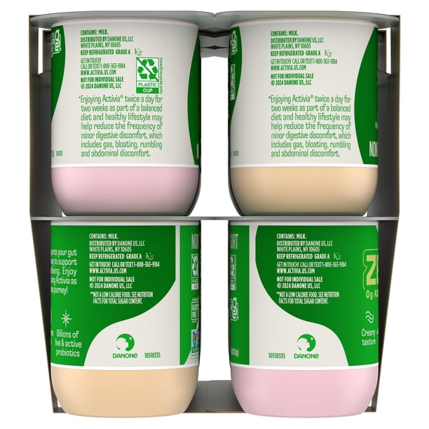 Activia ZERO Yogurt 12x4oz - Yogurt stock for supermarkets