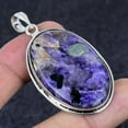 thumbnail image 2 of Natural Russian Charoite Gemstone 925 Sterling Silver Jewelry Pendant 2.29", 2 of 2