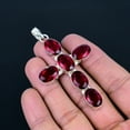thumbnail image 5 of Mozambique Garnet 925 Sterling Silver Gemstone Oval Cross Pendant 3.2" VJ 319, 5 of 5