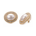 thumbnail image 2 of Yoursfs Oval Large Pearl Clip On Earrings for Women Gold Plated Vintage Pearl Earrings with Cubic Zirconia Halo Earring Non Pierced Ears Clips, 2 of 6