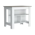 thumbnail image 4 of Knubmt Kitchen Island with 3 Open Shelf, 40" Width Island Table for Living Room, Dining Room, Kitchen, White+Gray, 4 of 6