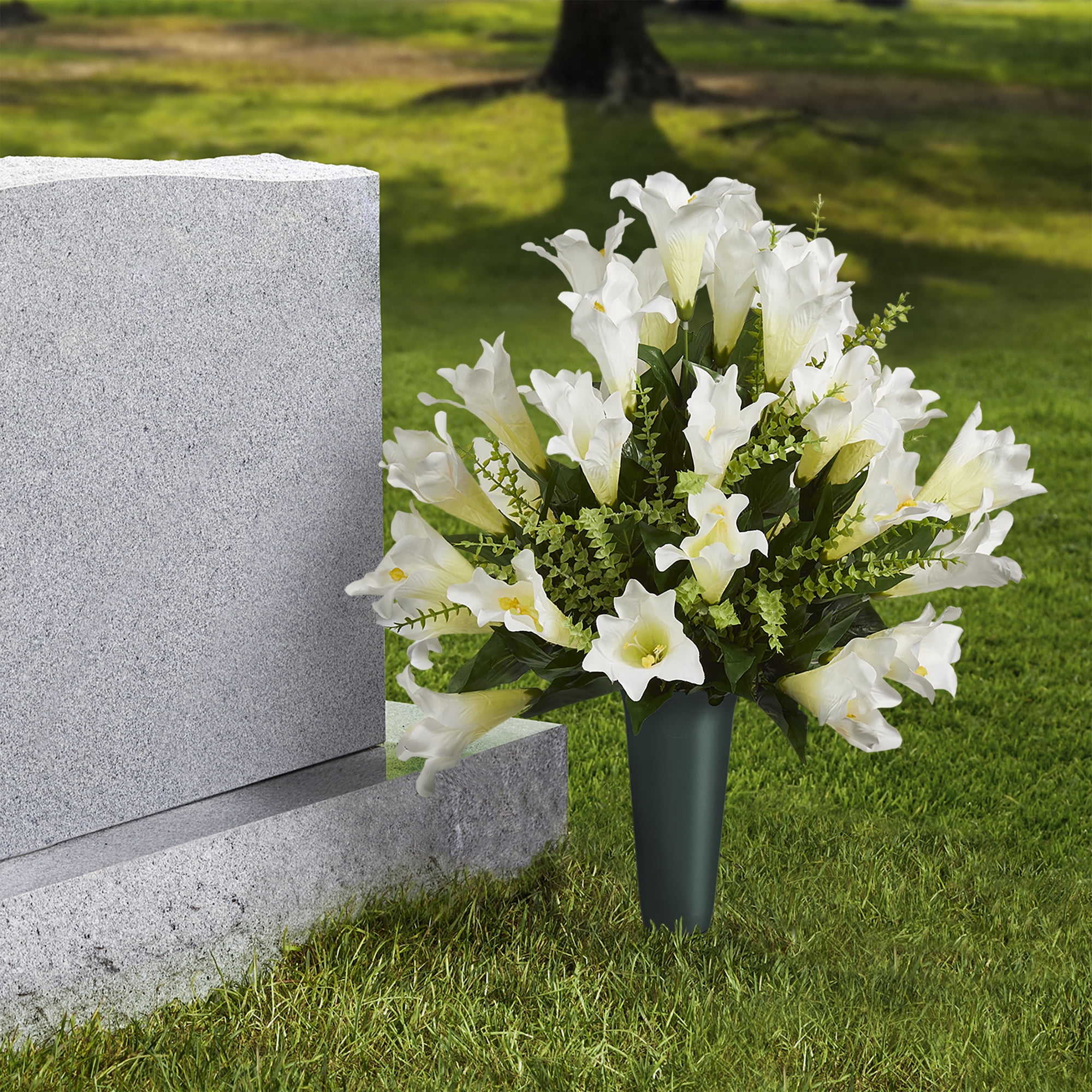 (2 pack) FloraCraft 12.9" Eternity Cemetery Green Plastic Cone Vase