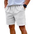 thumbnail image 6 of Domuza Mens Casual Shorts Drawstring Waffle Shorts Stretch Elastic Waist Summer Beach Lounge Sweat Shorts with Pockets White 3XL, 6 of 6
