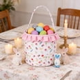 thumbnail image 2 of Hyknon Easter Floral Basket for Egg Hunt Vibrant Fabric Storage Gift Basket with Handle Large Easter Baskets for Women Birthday Party Favors, 2 of 7