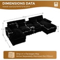thumbnail image 2 of Aisword 124" U Shaped Cloud Couch Sectional with USB Charging, Hidden Storage, Cup Holders & Chenille Double Chaise, Black, 2 of 7