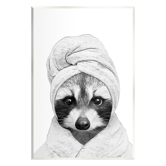 Stupell Industries Funny Raccoon Bathrobe Towel Animals & Insects Painting Unframed Art Print Wall Art