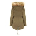 thumbnail image 3 of Qertyioot Winter Hooded Tops for Women,And Plush Loose Drawstring Long Solid Color Jacket, 3 of 7