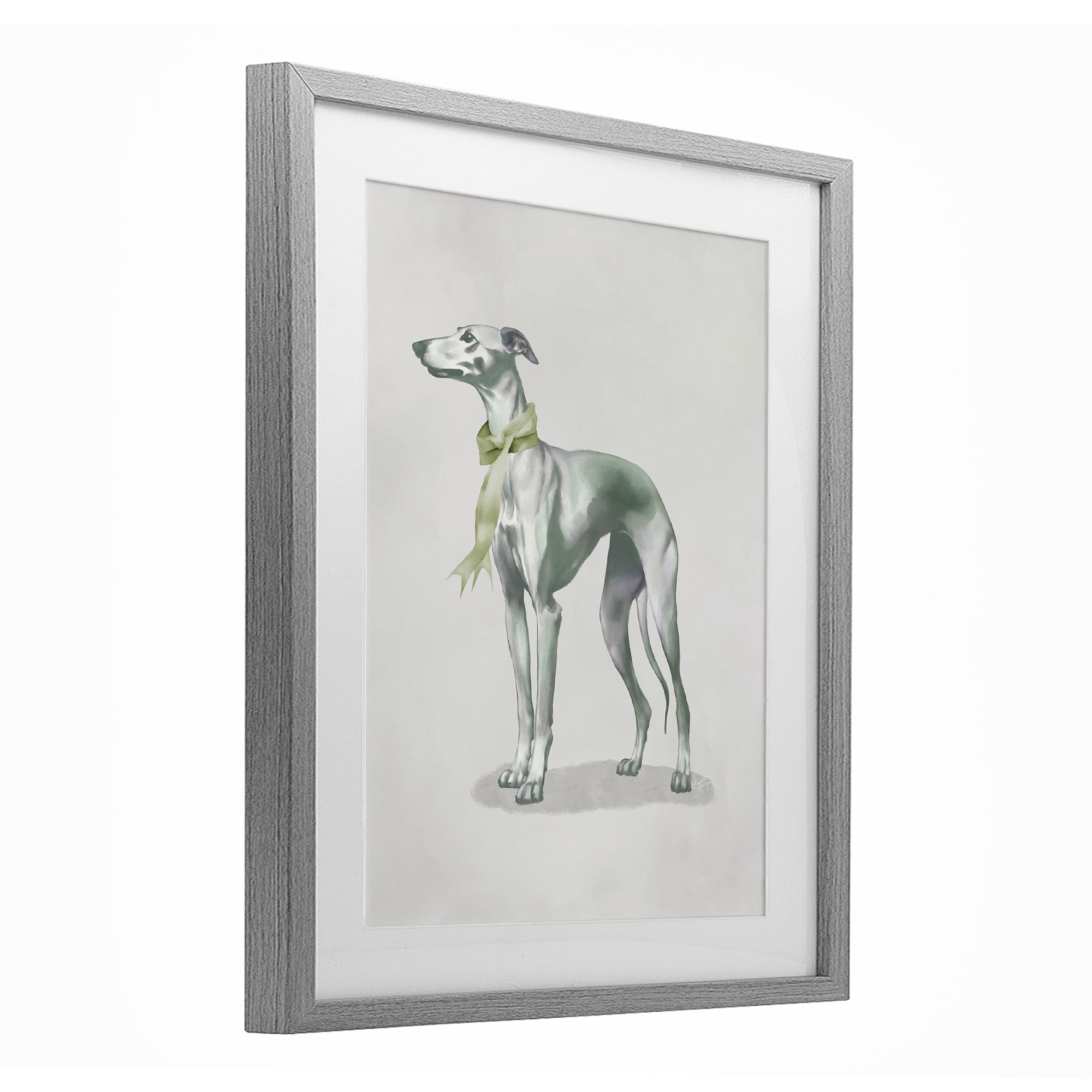 Stupell Industries Graceful Dog & Ribbon Gray Framed Print Under Glass, design by Elizabeth Medley