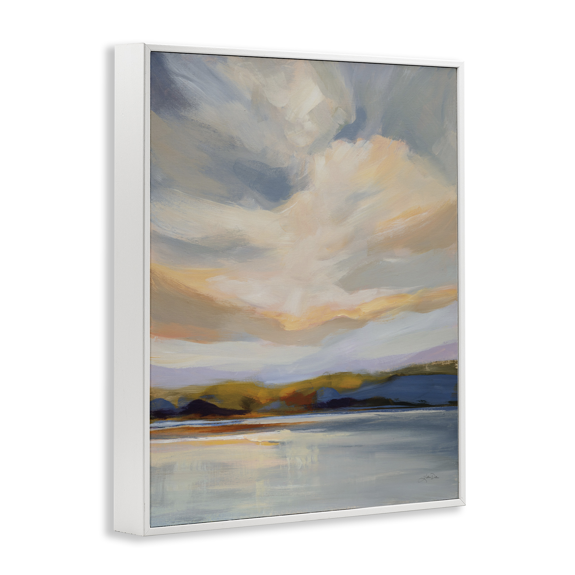 Stupell Industries Morning Glory Seascape Landscape Painting White Framed Art Print Wall Art, 24 x 30