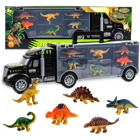Toysery Monster Truck Vehicle Playset with Dinosaur Toys Jurassic Park | 6 Pieces -Toysery Dinosaur Transport Carrier Truck for Kids Dinosaur Toys