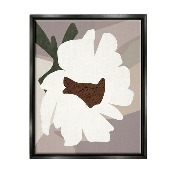 Stupell Industries White Contemporary Flower Botanical & Floral Painting Black Floater Framed Canvas Art Print Wall Art, 17 x 21