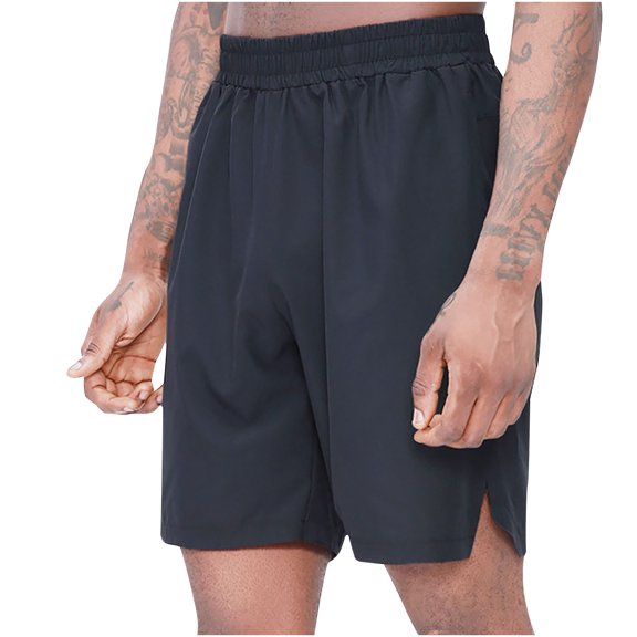 ZQUUVOU Men's Casual Shorts Elastic Waist Solid Color Cotton Drawstring Lightweight Summer Beach Shorts With Pockets Hiking Shorts Black