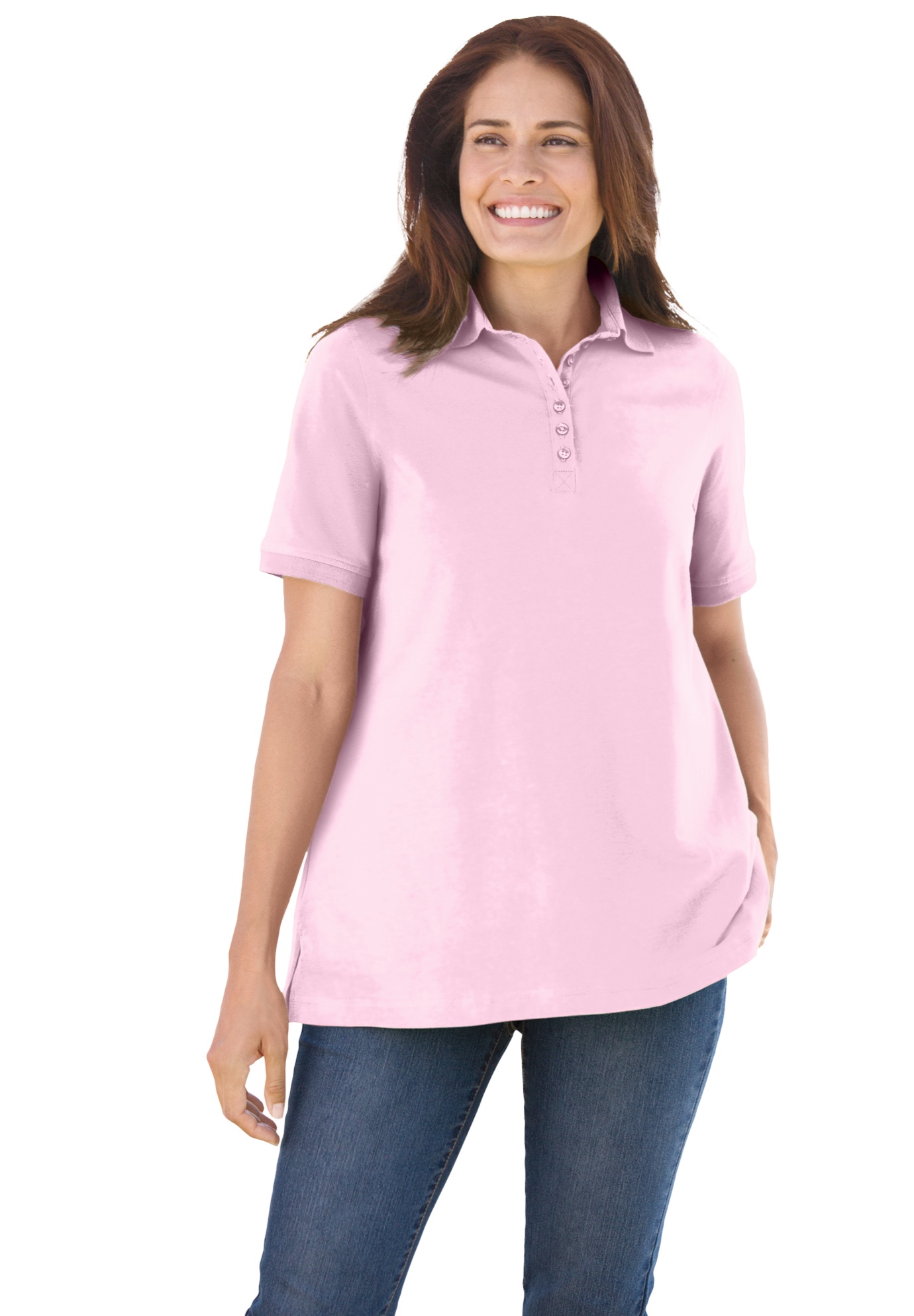 Woman Within Womens Plus Size Perfect Polo Shirt