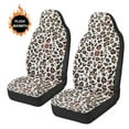 thumbnail image 3 of Uorisanigo 2 Pcs Front Car Seat Cover, Brown Leopard Print High Back Bucket Car Seat Cover for Front Seats, Universal Fit for Cars Trucks and SUVs, Soft Plush Coral Velvet Fabric, 3 of 7