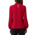 thumbnail image 3 of CAMISA DE CHIFFON CHIC INSPIRADA PARA MUJERES, OFICINA, CUELLO ALTO, MANGA LARGA, BLUSA XS ROJA, 3 of 5