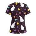 thumbnail image 4 of Women's V-Neck Short Sleeve Easter Bunny Print Scrub Tops - Medical Workwear for Easter & Daily Shift, 4 of 4
