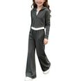 thumbnail image 6 of ECHFIPROM Big Girls Fall Outfit Long-Sleeve Hooded Pullover Top and Pants Sports Casual 2 Piece Set Age 1-14 Years,Dark Gray,5-6Years, 6 of 6