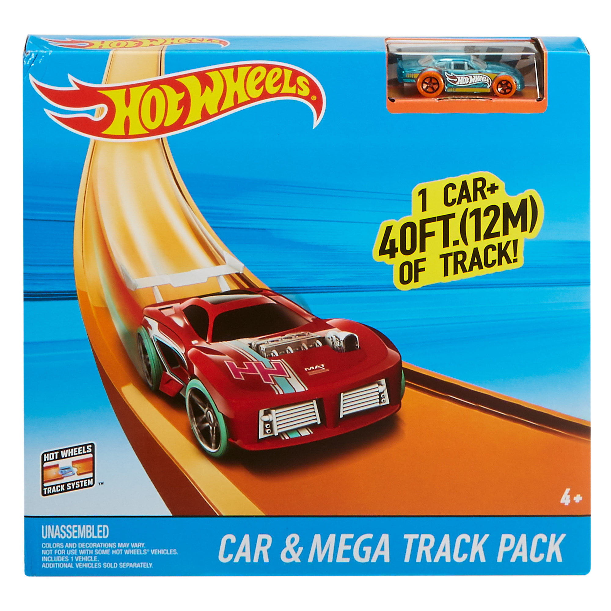 15ft Long Hot Wheels Car & Track Pack BHT77 37 Pieces 