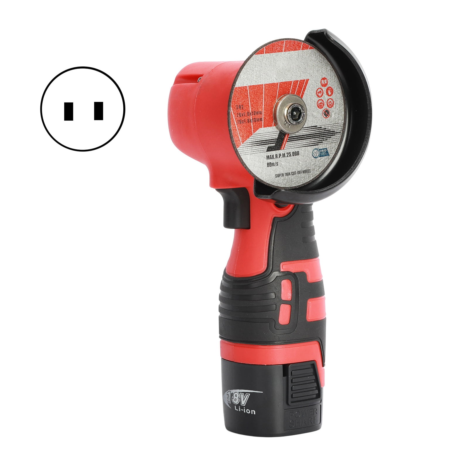 Nuoxin Electric Brushless Cordless Angle Grinder, 18V Angle Grinder Tool Cutting Tool with 2 Batteries, and 2 Types Cutting Discs for Cutting, Polishing, Grinding, and Rust Removal