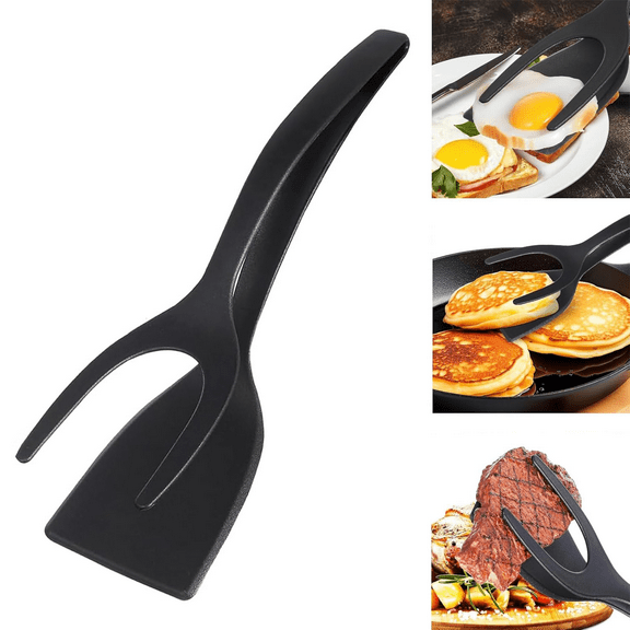 2PCS Kitchen Egg Flipper Spatula Tongs, 2 in 1 Grip and Flip Spatula, Multi-purpose Non-Stick Home Cooking Tool for Pancake, Quesadillas, Omelettes, Cooking, Sandwiches,Steak