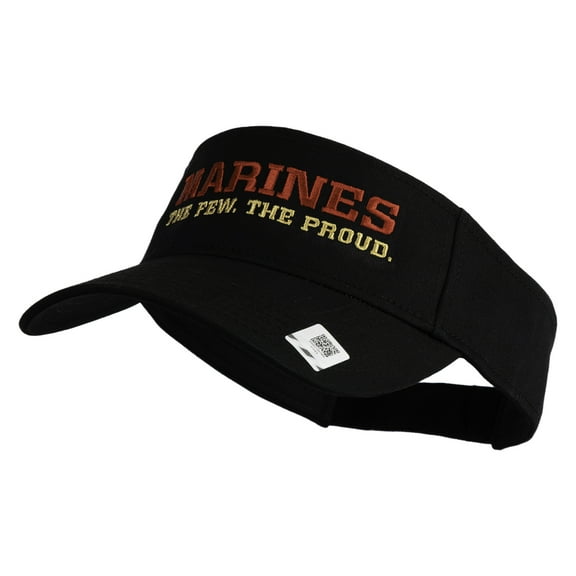 Marines The Few The Proud Design Embroidered Cotton Twill Sun Visor - Black OSFM