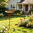 thumbnail image 4 of 2-in-1 Metal Bird Bath & Feeder with Ground Stake, Weatherproof Garden Bird Waterer and Seeds Dispenser for Outdoor Courtyard, 4 of 8