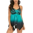 thumbnail image 2 of Traje de baño de mujer con lazo minimalista con lazo dividido de Color degradado multicolor a la moda para mujer Fridja  nalpqowj50313, 2 of 8
